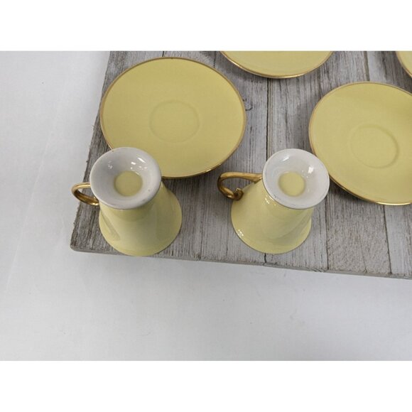 Flintridge Sylvan China Small Espresso Cups Saucers Set 4 California Yellow Gold - Picture 5 of 9